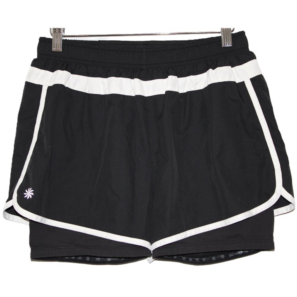 Womens Athleta Hana Short 2 In 1  Black Polyester Spandex Athletic Shorts Size M